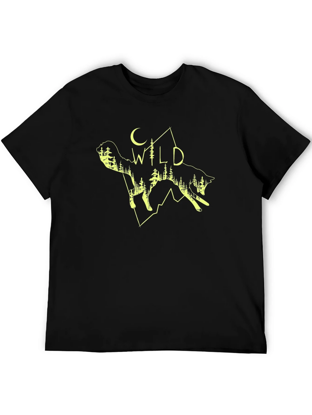 Wild Wolf Graphic Tee - Black Cotton T-Shirt product image 5