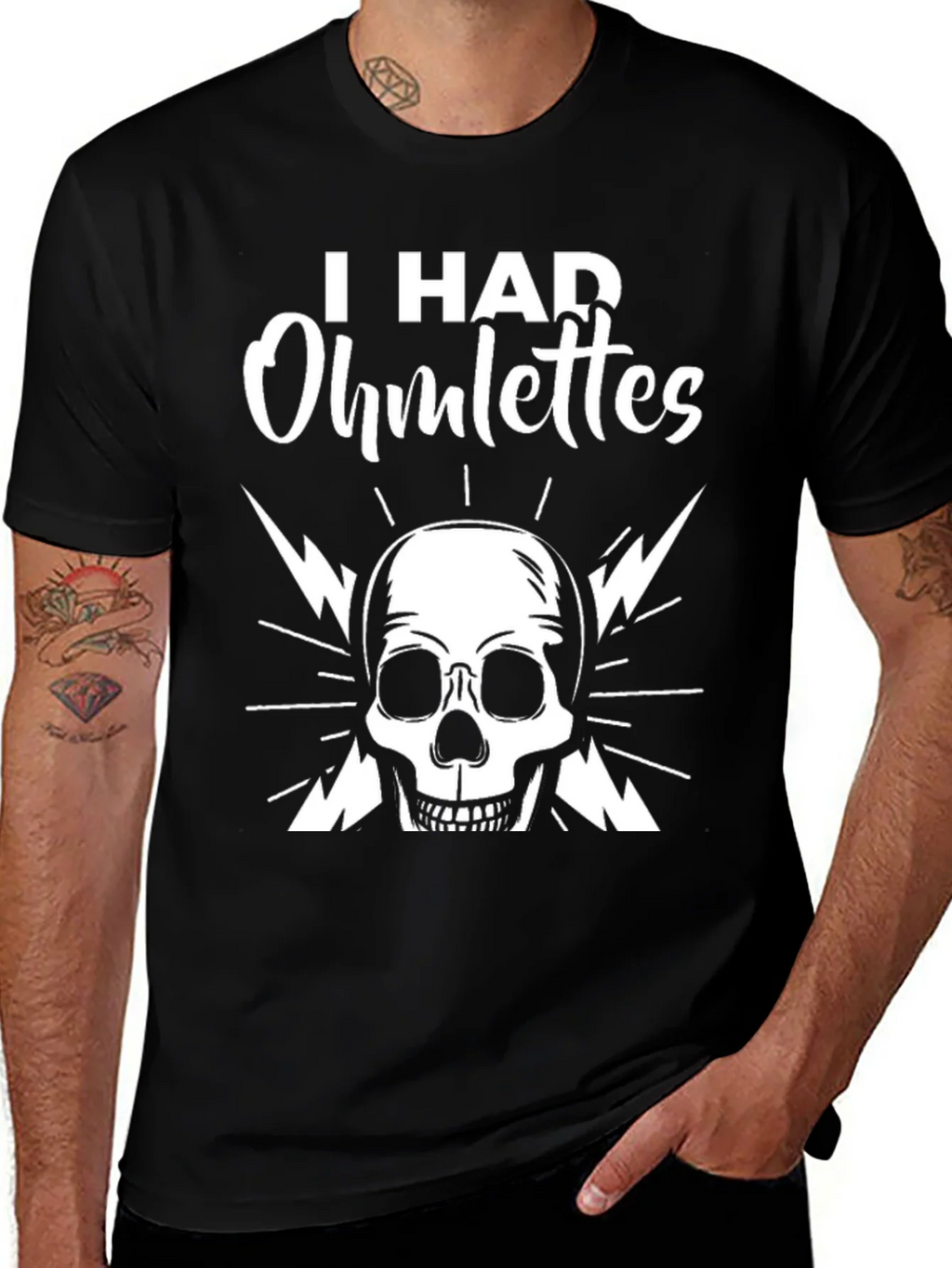 I Had Ohmlettes Skull Graphic Tee - Black product image 1
