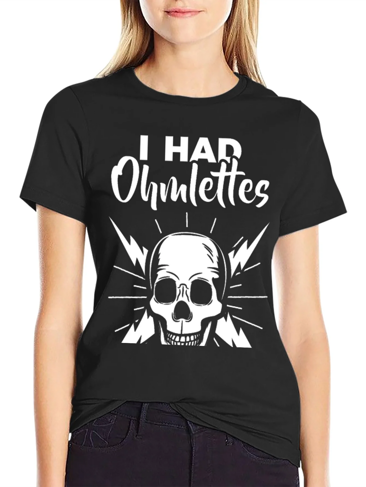 I Had Ohmlettes Skull Graphic Tee - Black product image 2