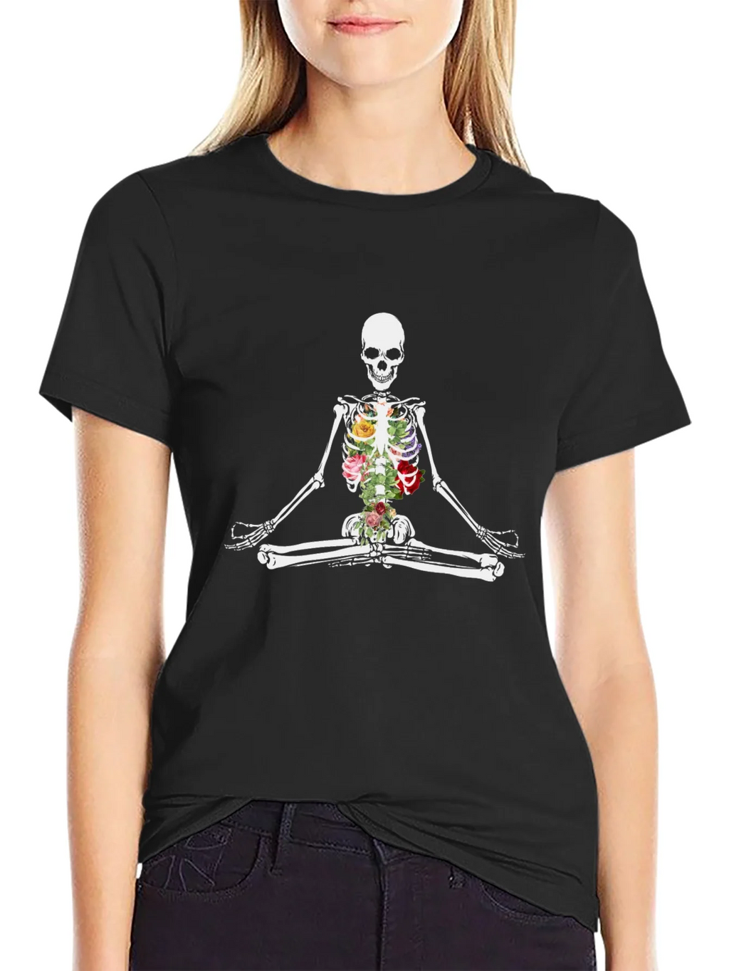 Floral Skeleton Meditation T-Shirt product image 2