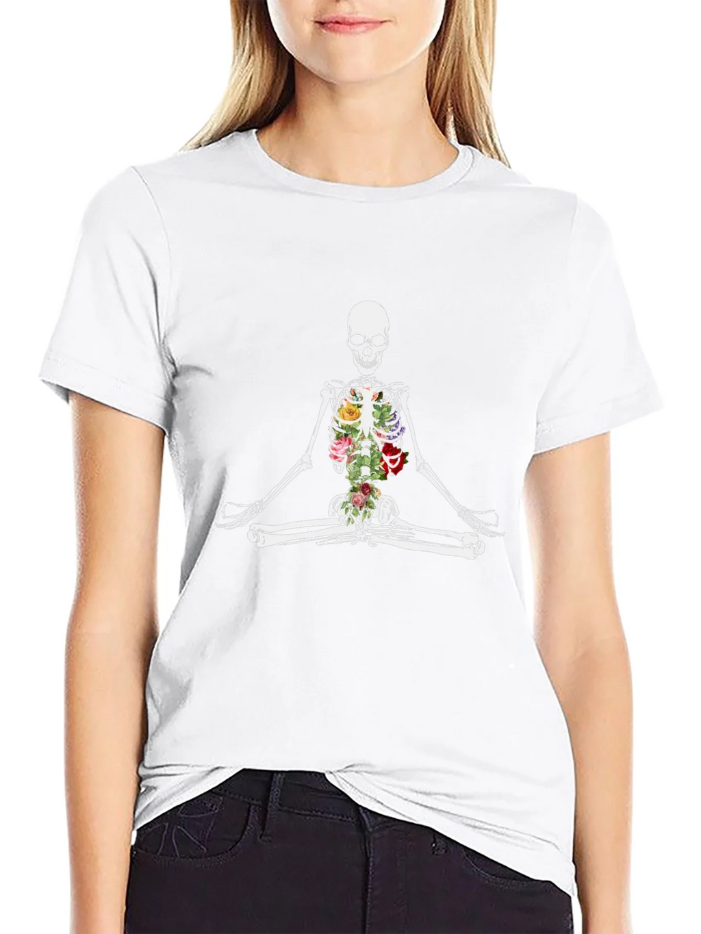 Floral Skeleton Meditation T-Shirt product image 8
