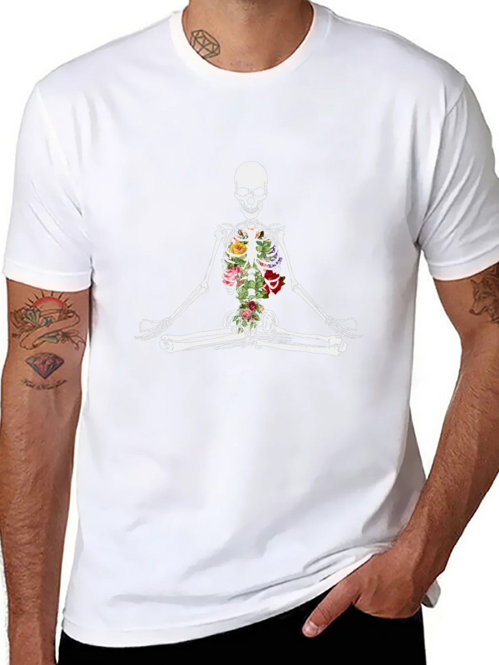 Floral Skeleton Meditation T-Shirt product image 7