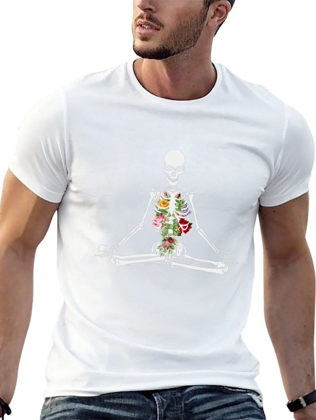 Floral Skeleton Meditation T-Shirt product image 12
