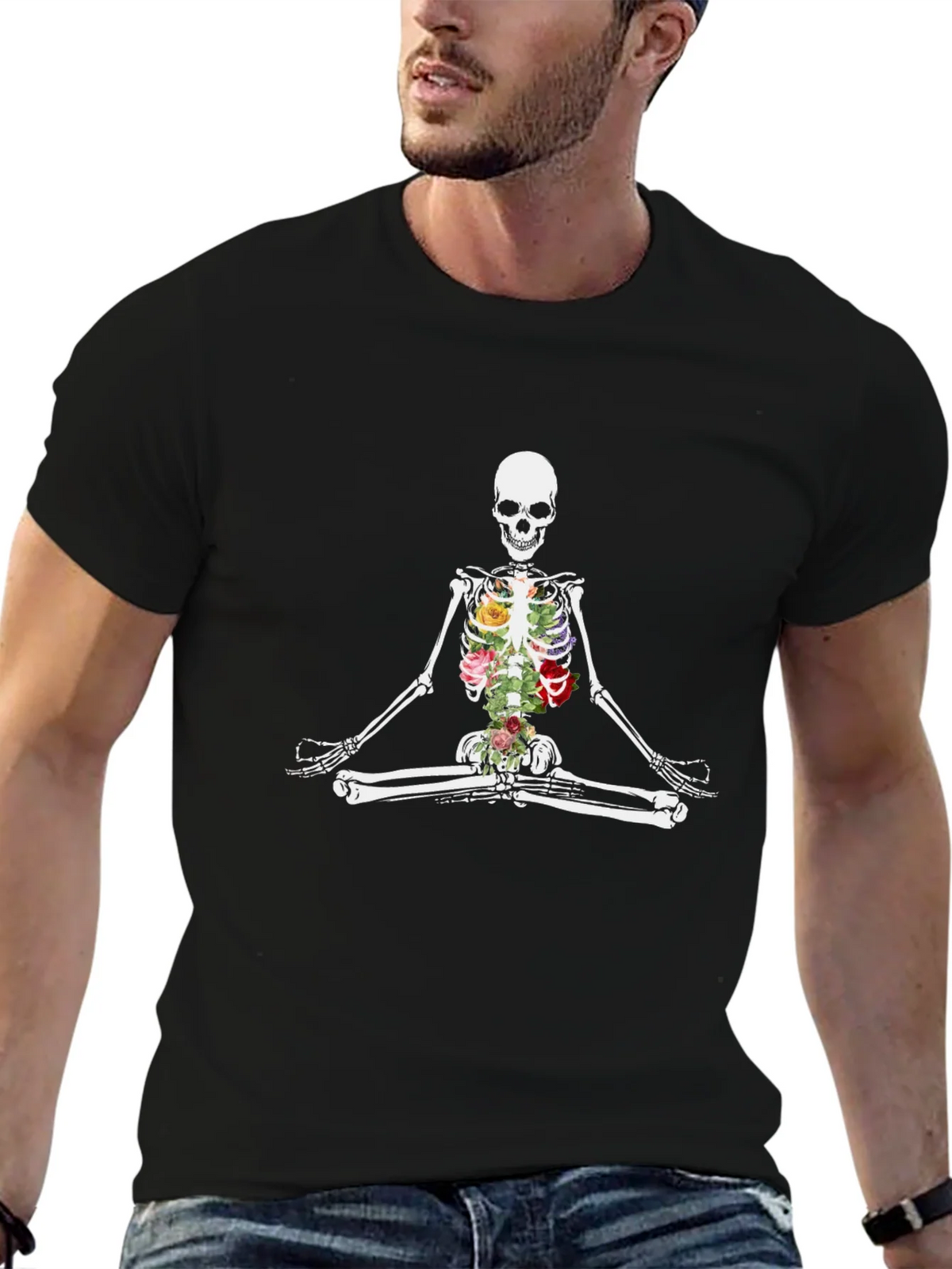 Floral Skeleton Meditation T-Shirt product image 6