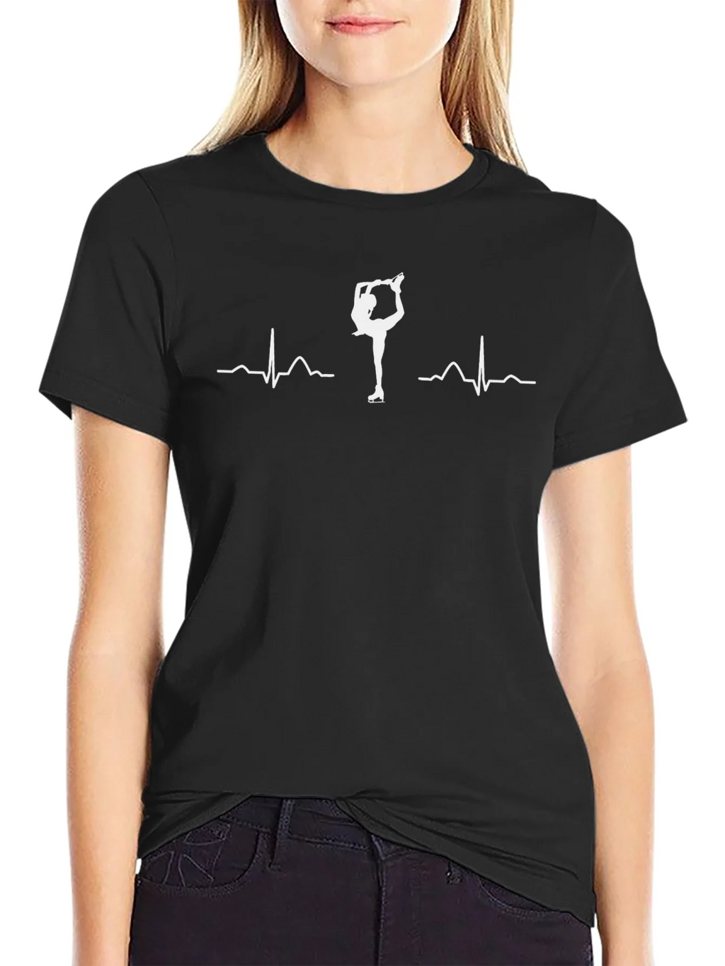Ice Skating Heartbeat T-Shirt - Black product image 2