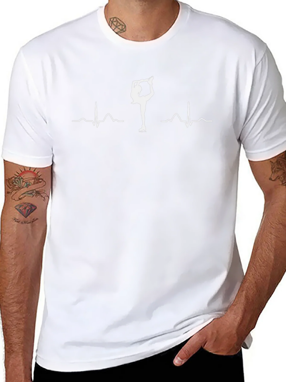 Ice Skating Heartbeat T-Shirt - Black product image 7