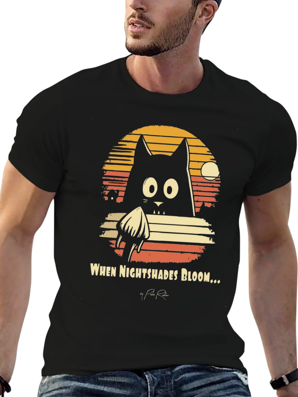 Nightshades Bloom T-Shirt Black Cat Tee product image 6
