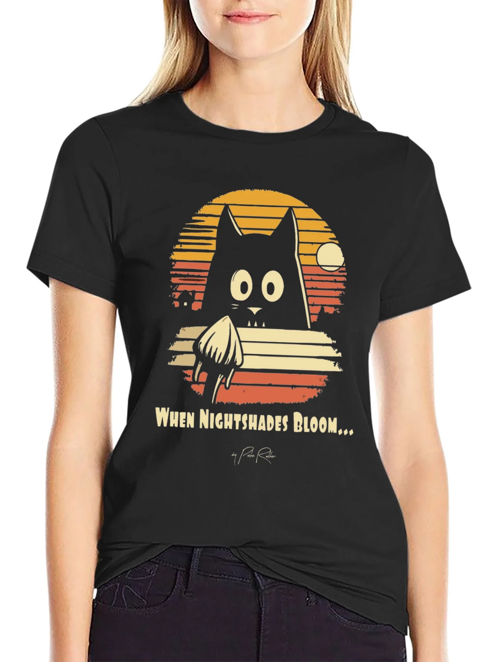 Nightshades Bloom T-Shirt Black Cat Tee product image 2