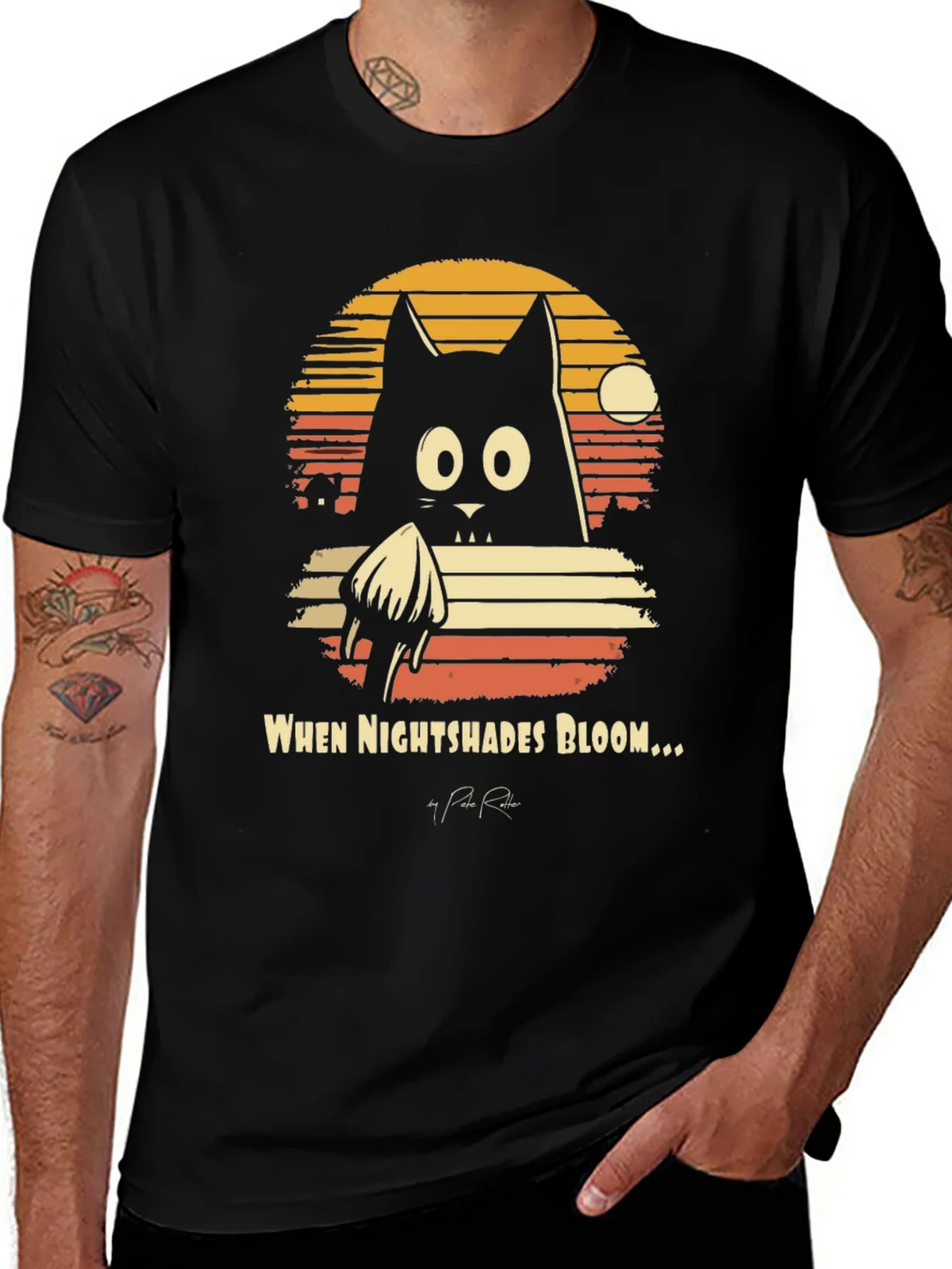 Nightshades Bloom T-Shirt Black Cat Tee product image 1