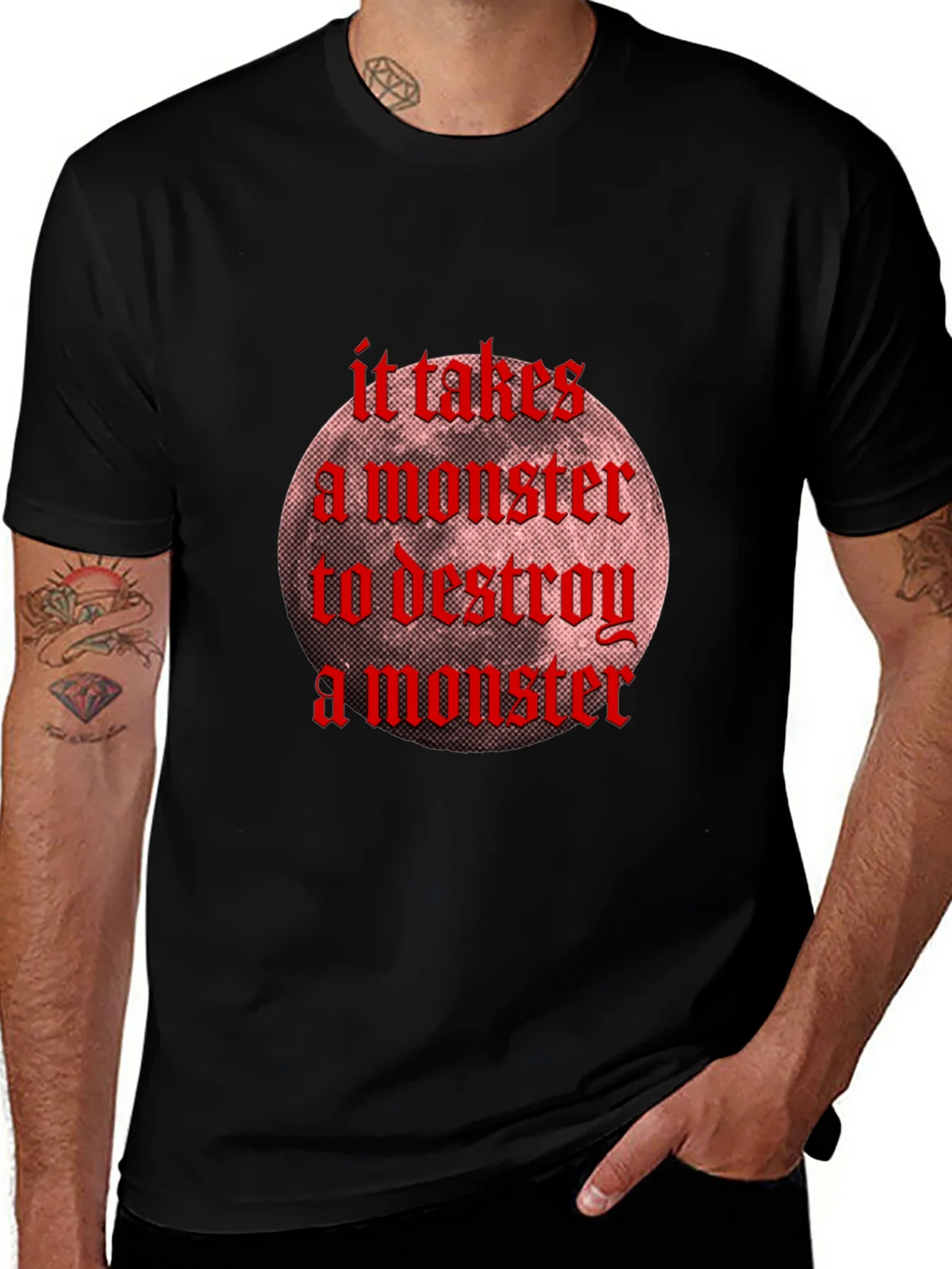 Monster Destroy Graphic Black T-Shirt product image 1
