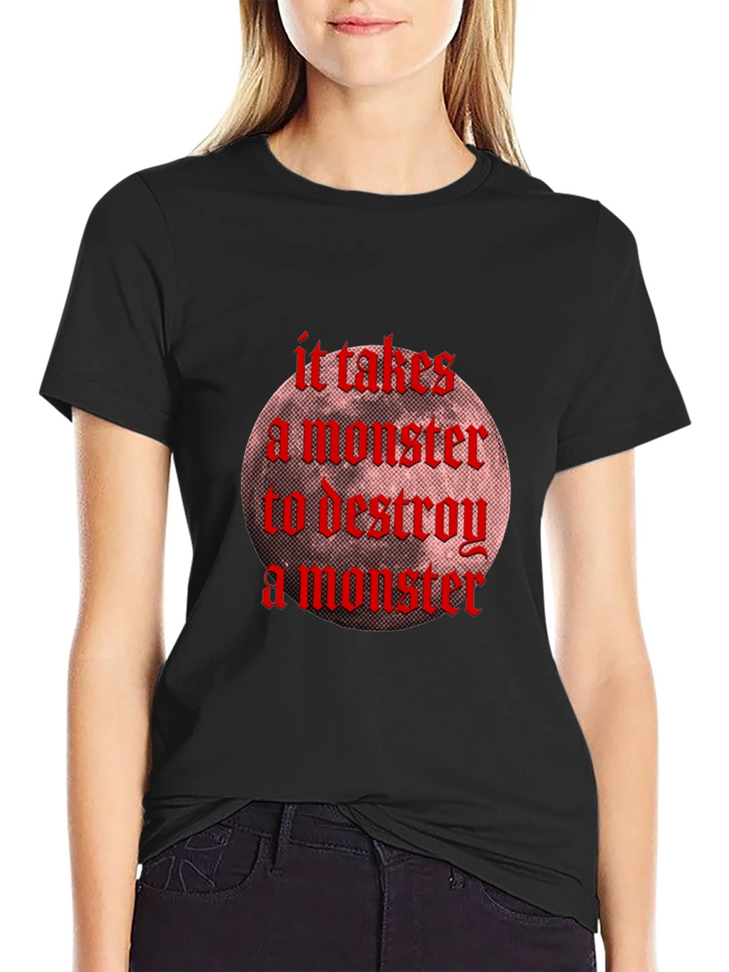 Monster Destroy Graphic Black T-Shirt product image 2