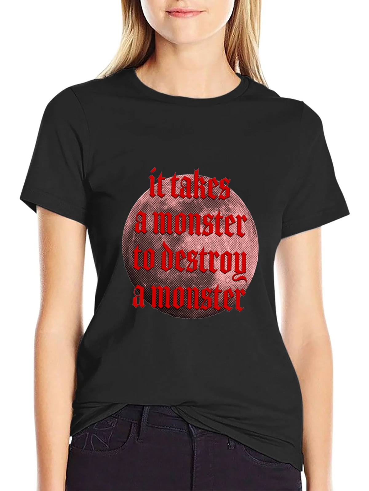 Monster Destroy Graphic Black T-Shirt product image 2