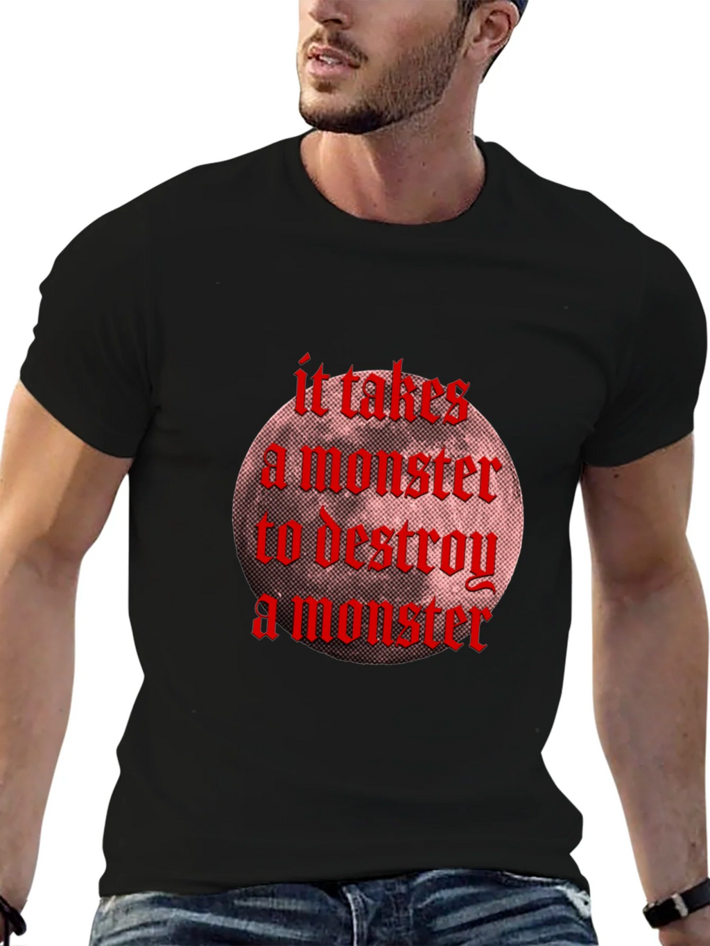 Monster Destroy Graphic Black T-Shirt product image 6
