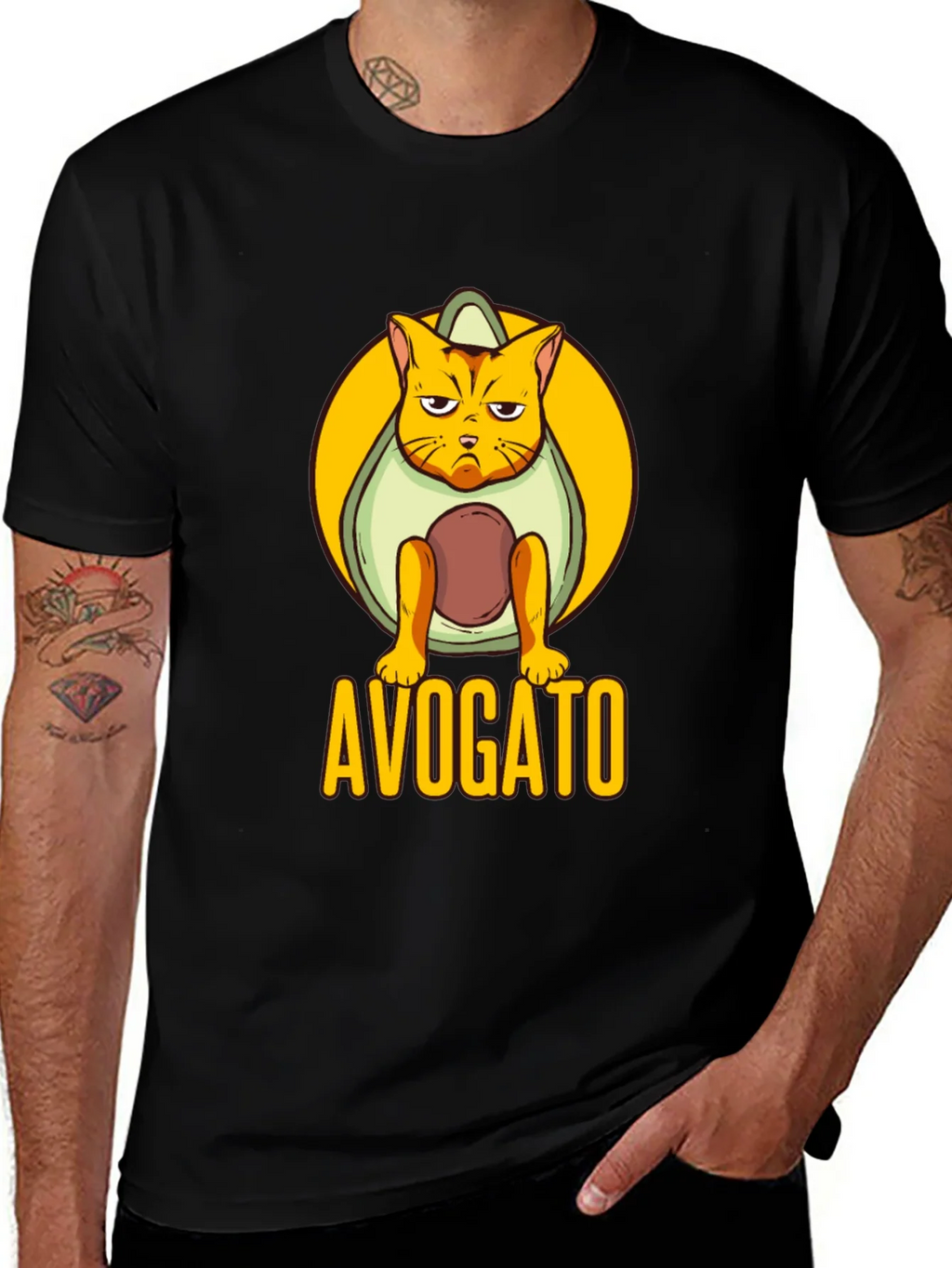 Avogato Black T-Shirt: Cat Avocado Pun product image 1