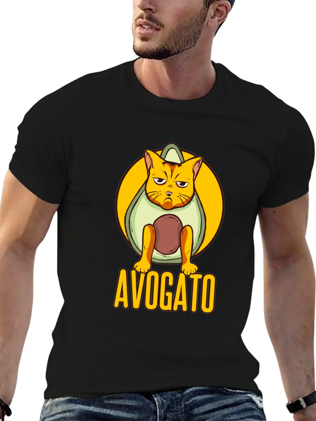Avogato Black T-Shirt: Cat Avocado Pun product image 6