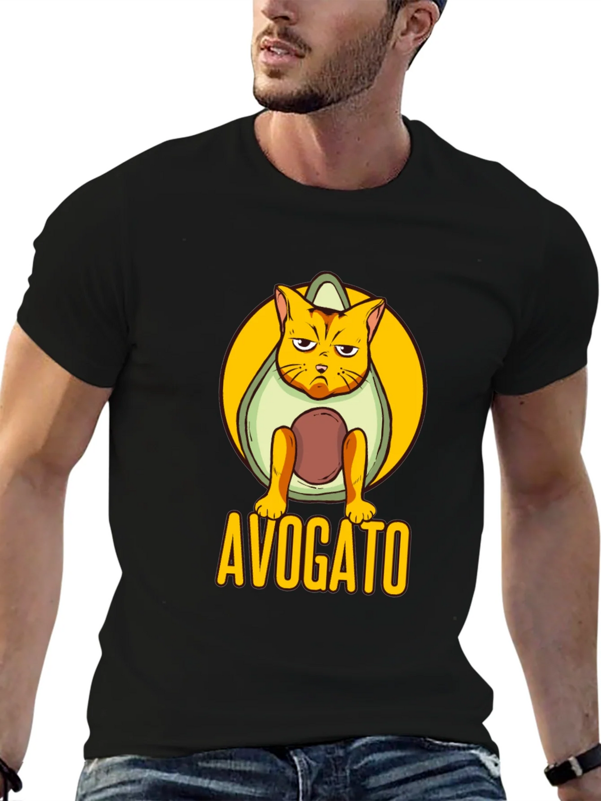 Avogato Black T-Shirt: Cat Avocado Pun product image 6