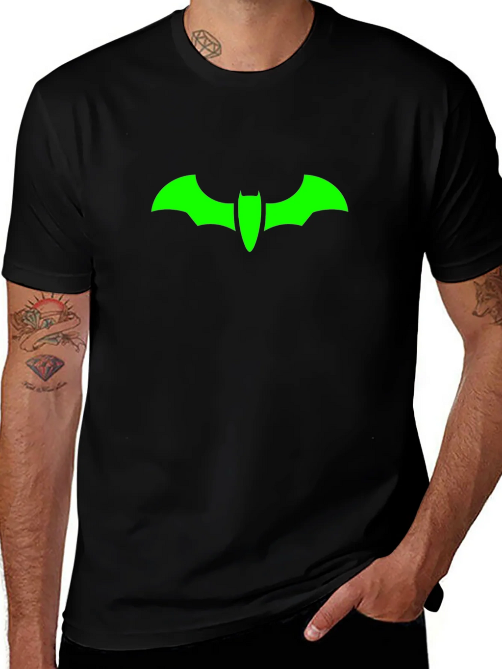 Green Bat Symbol Black T-Shirt product image 1