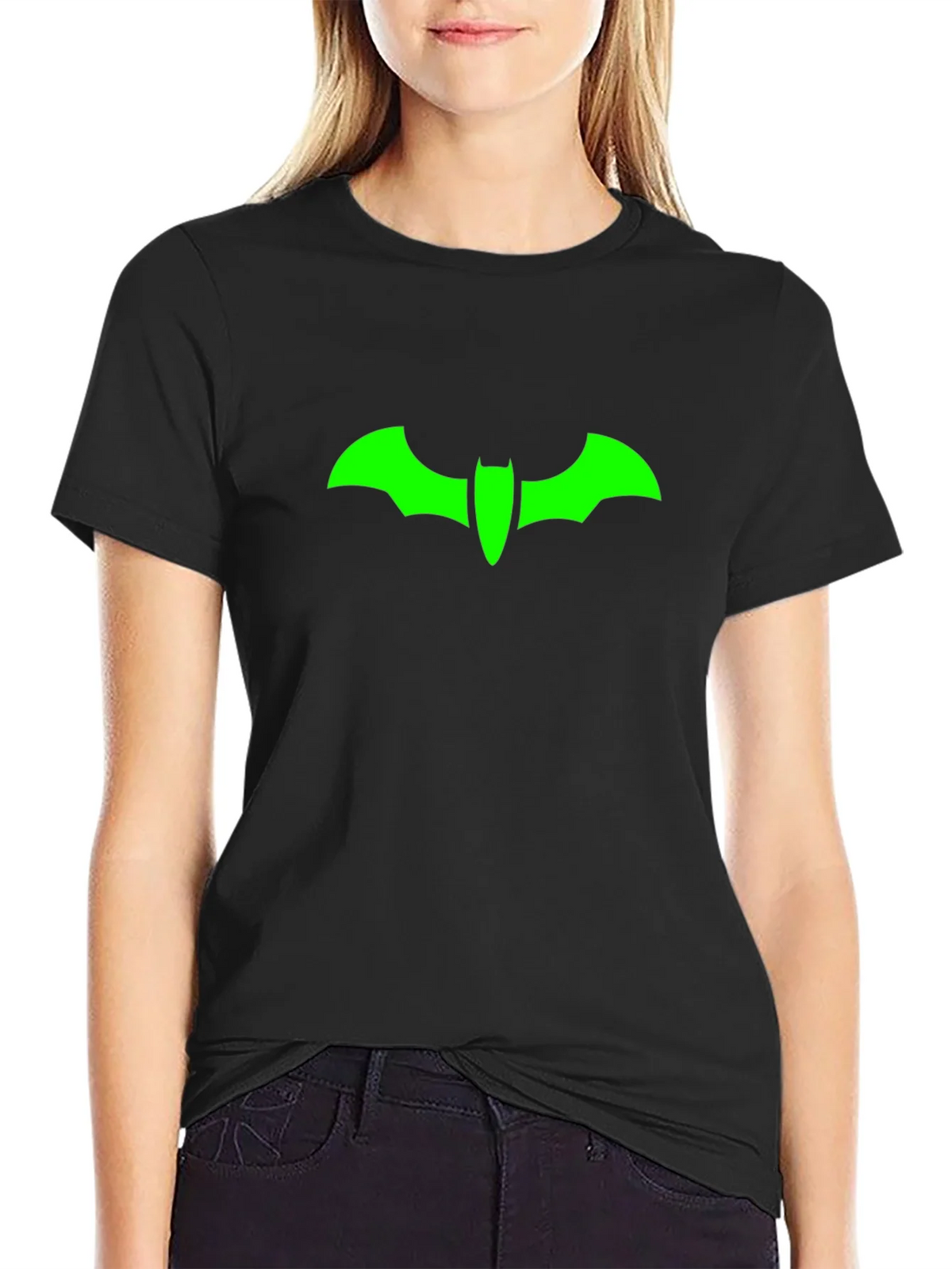 Green Bat Symbol Black T-Shirt product image 2