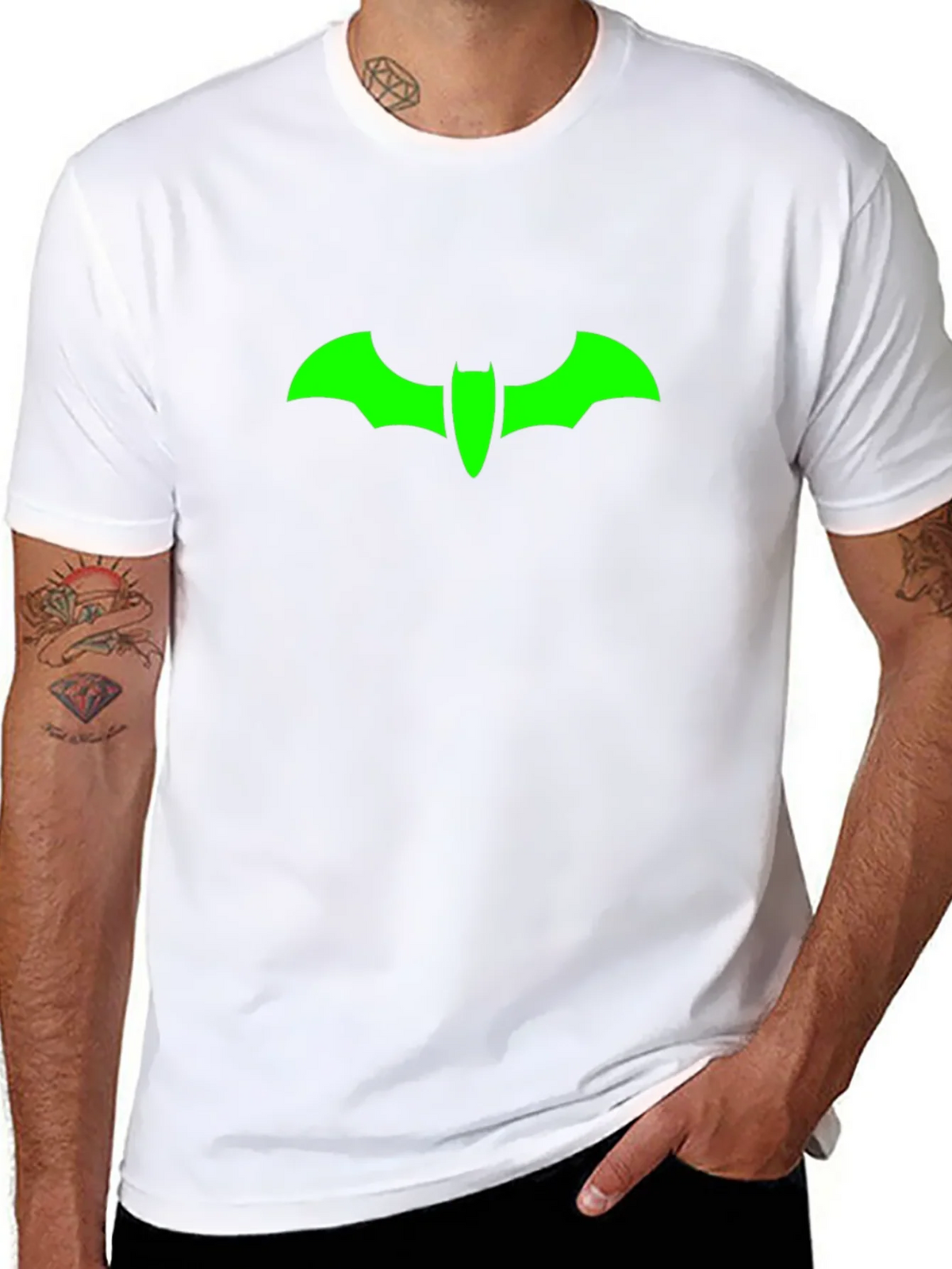 Green Bat Symbol Black T-Shirt product image 7