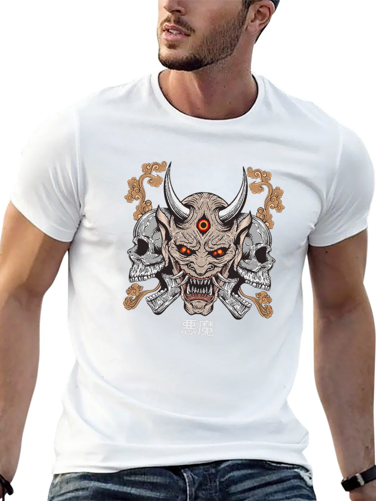 Demon Skull Graphic Print T-Shirt product image 12