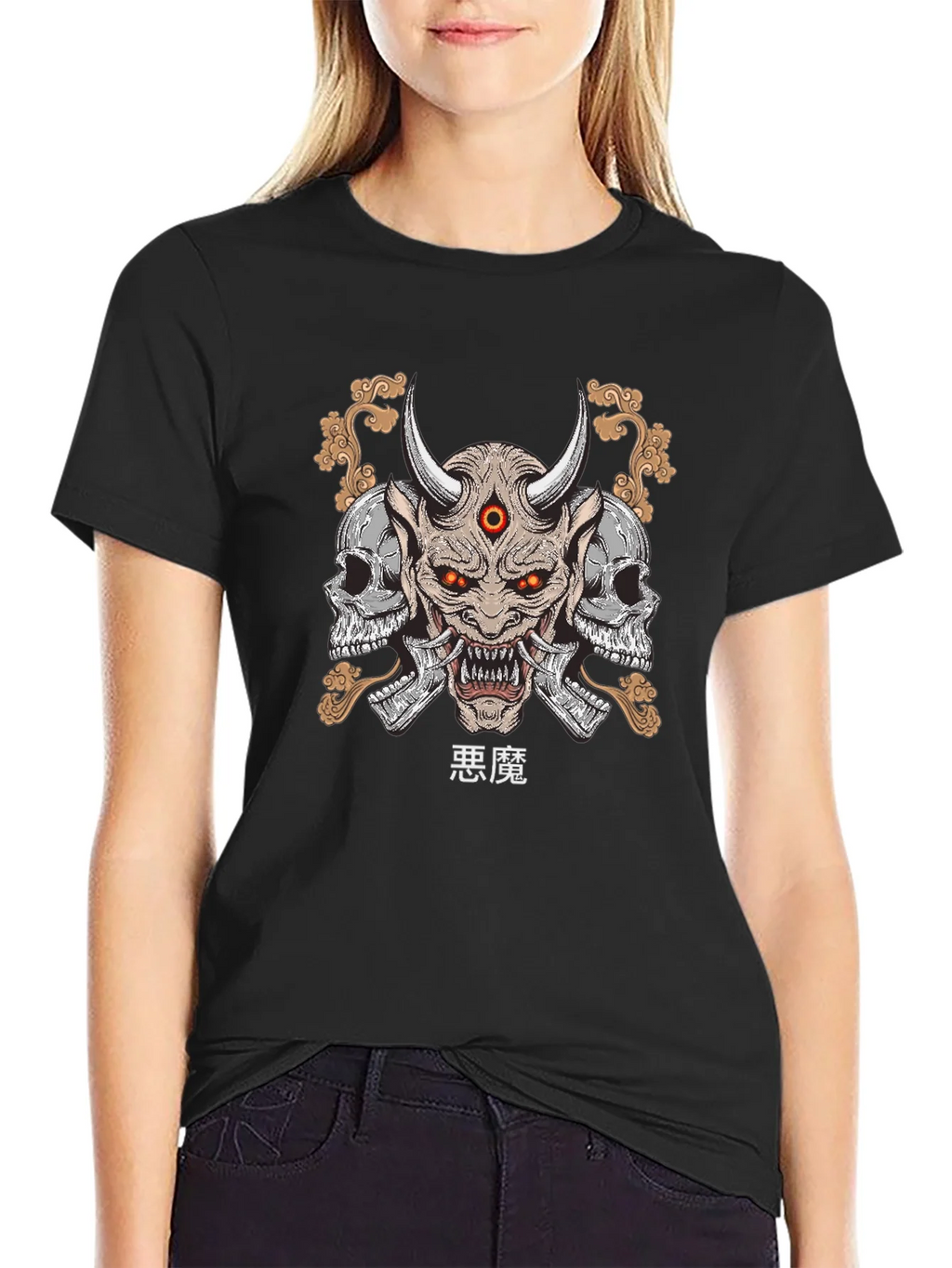 Demon Skull Graphic Print T-Shirt product image 2