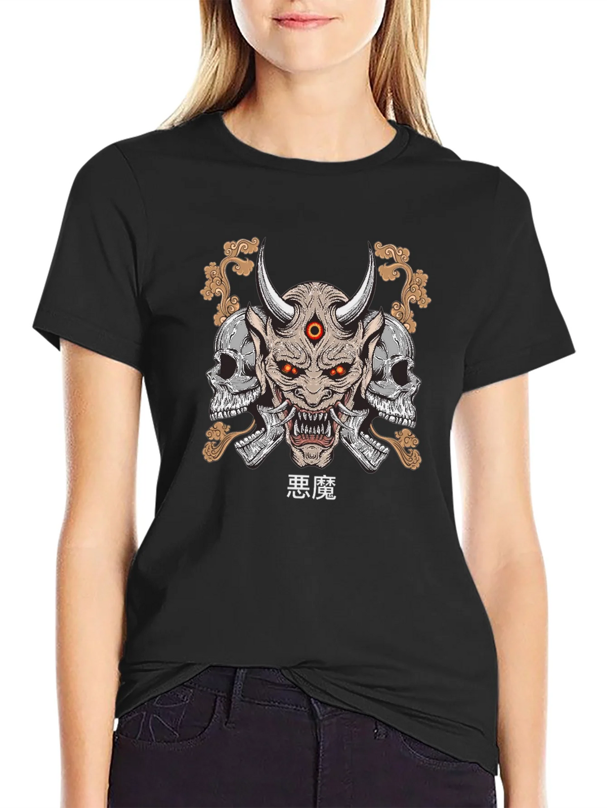 Demon Skull Graphic Print T-Shirt product image 2