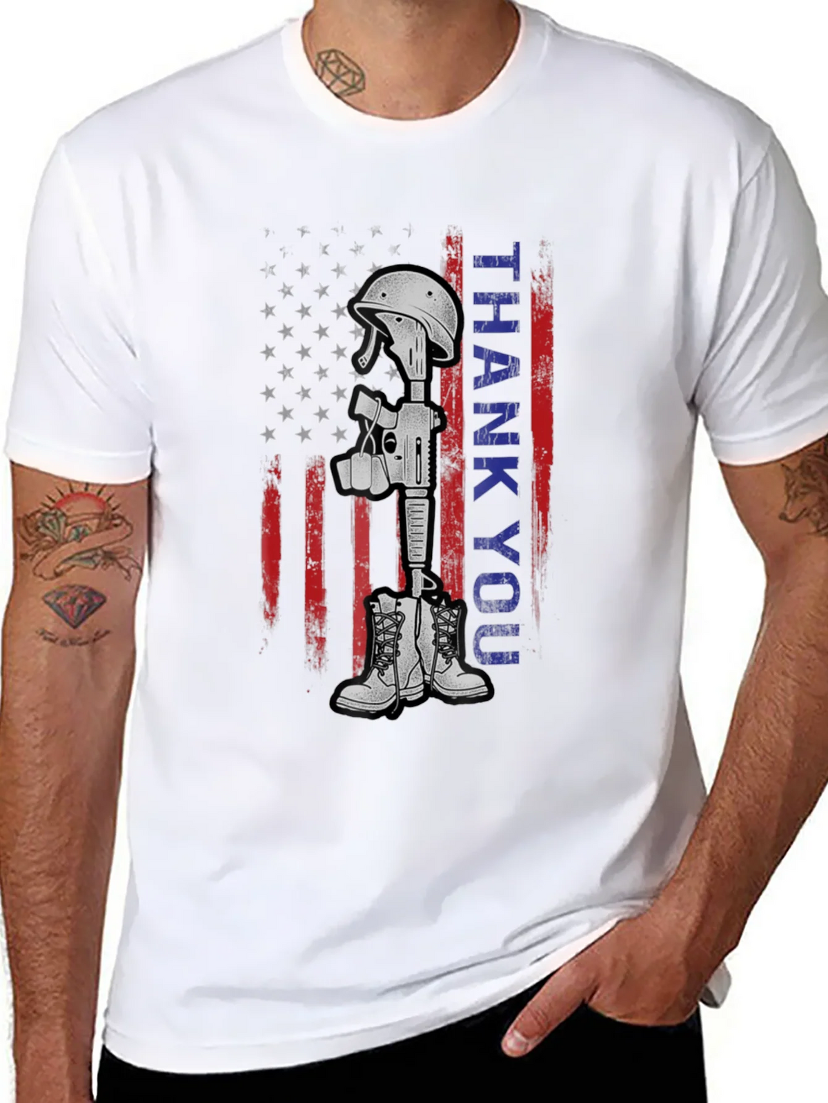 Thank You Battle Cross T-Shirt - Patriotic Tribute Tee product image 7