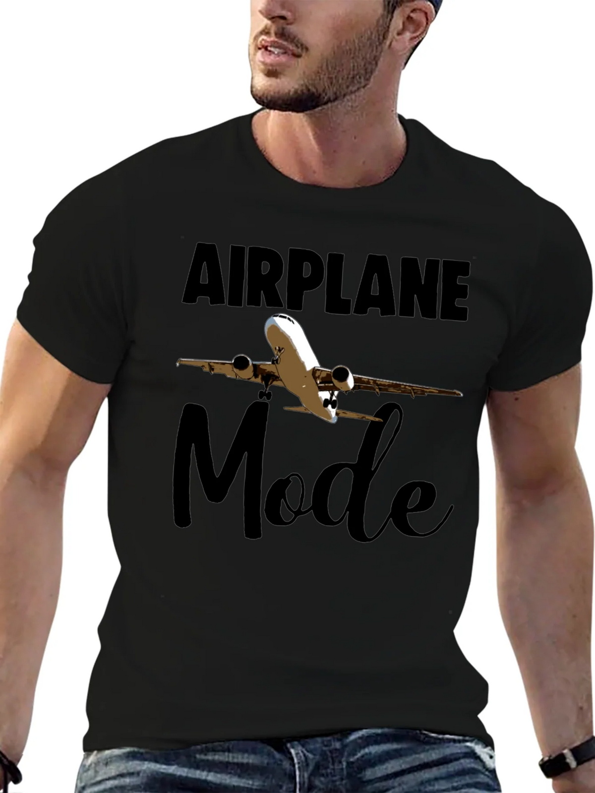 Airplane Mode Black T-Shirt product image 6