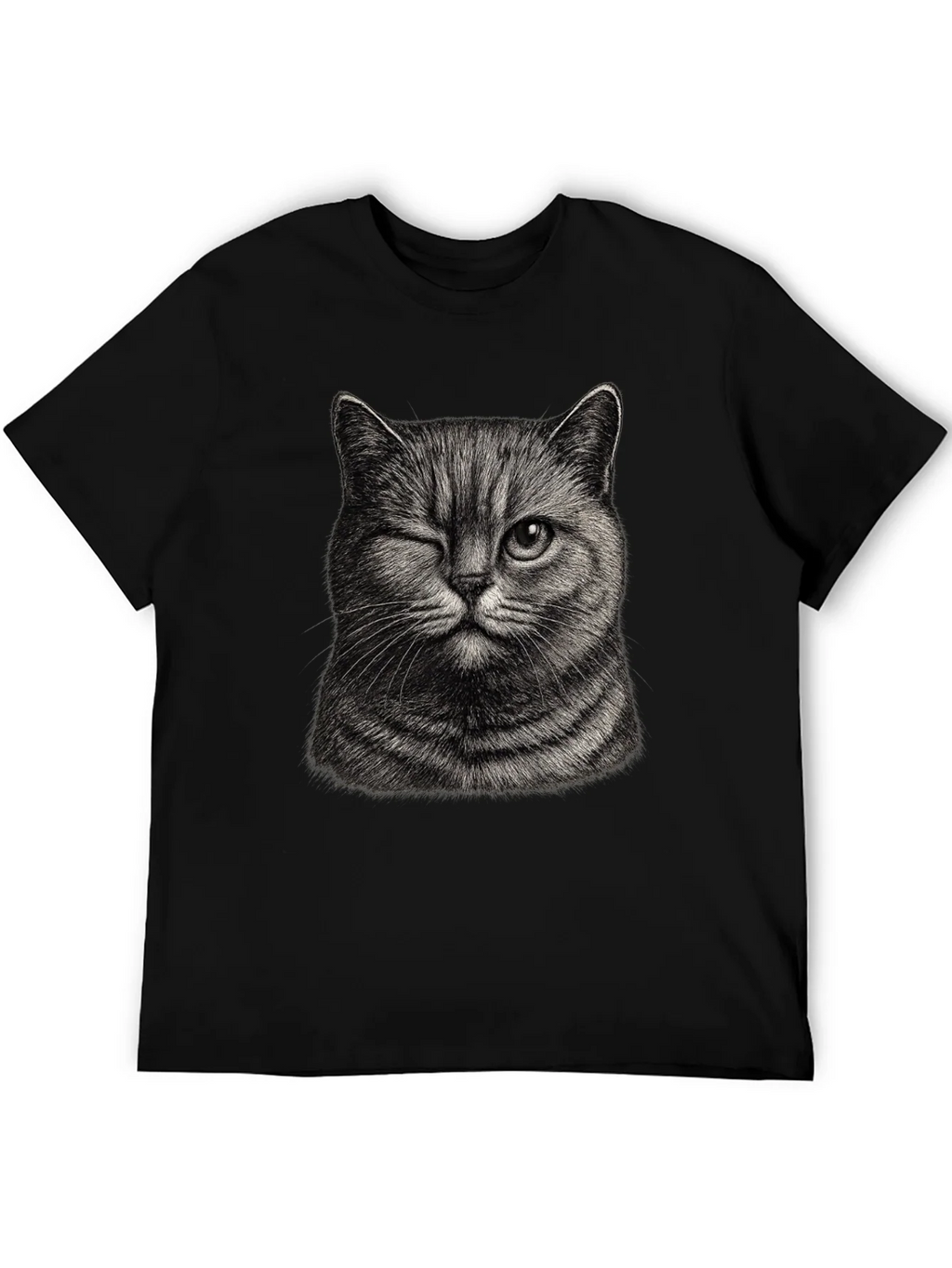 Winking Cat Graphic Tee - Mens Black T-Shirt product image 5