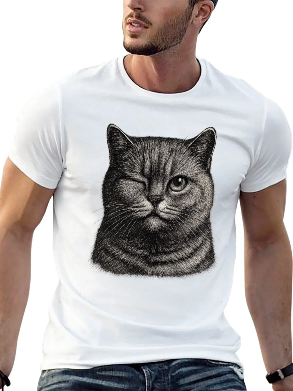 Winking Cat Graphic Tee - Mens Black T-Shirt product image 12