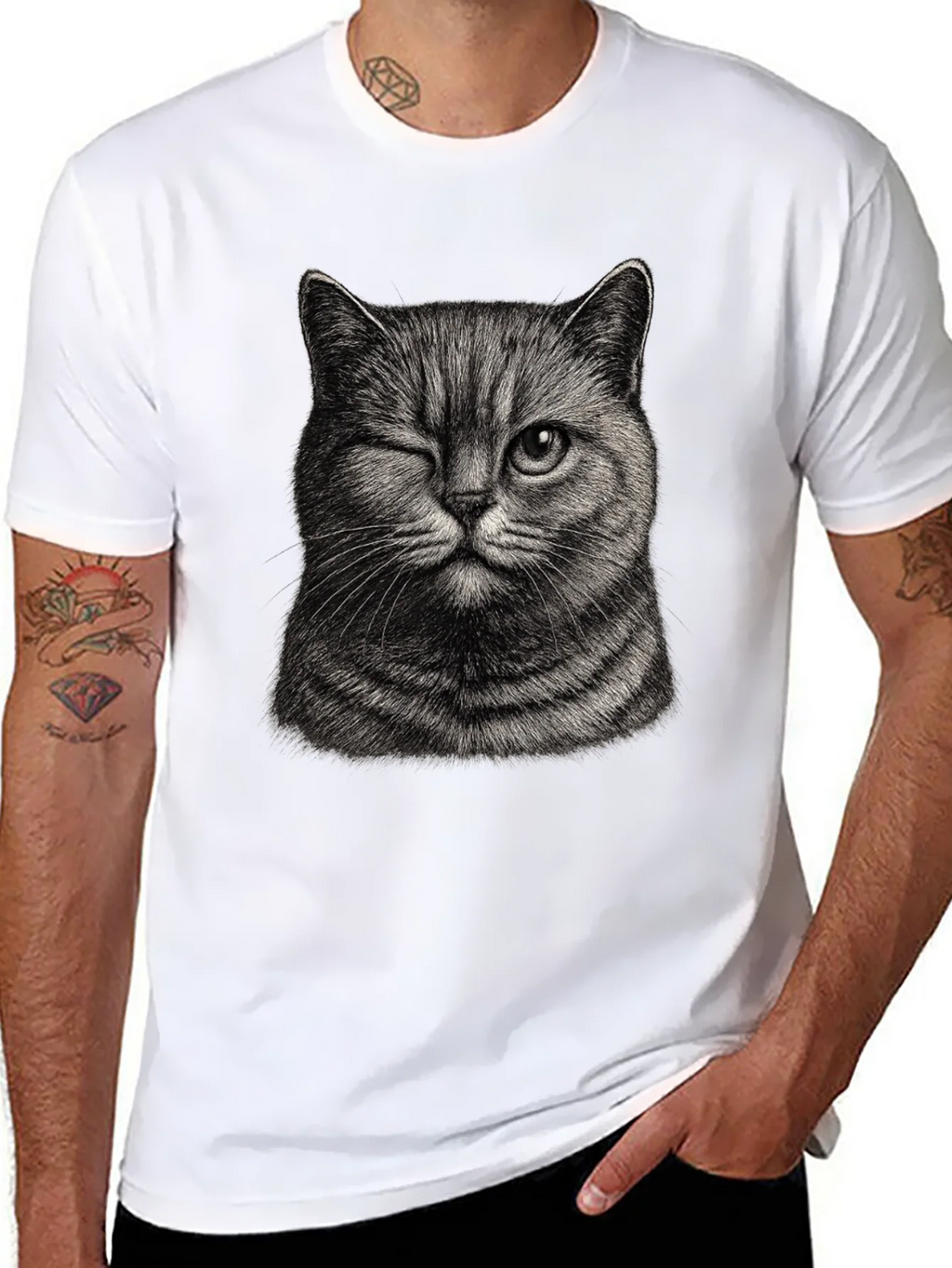 Winking Cat Graphic Tee - Mens Black T-Shirt product image 7