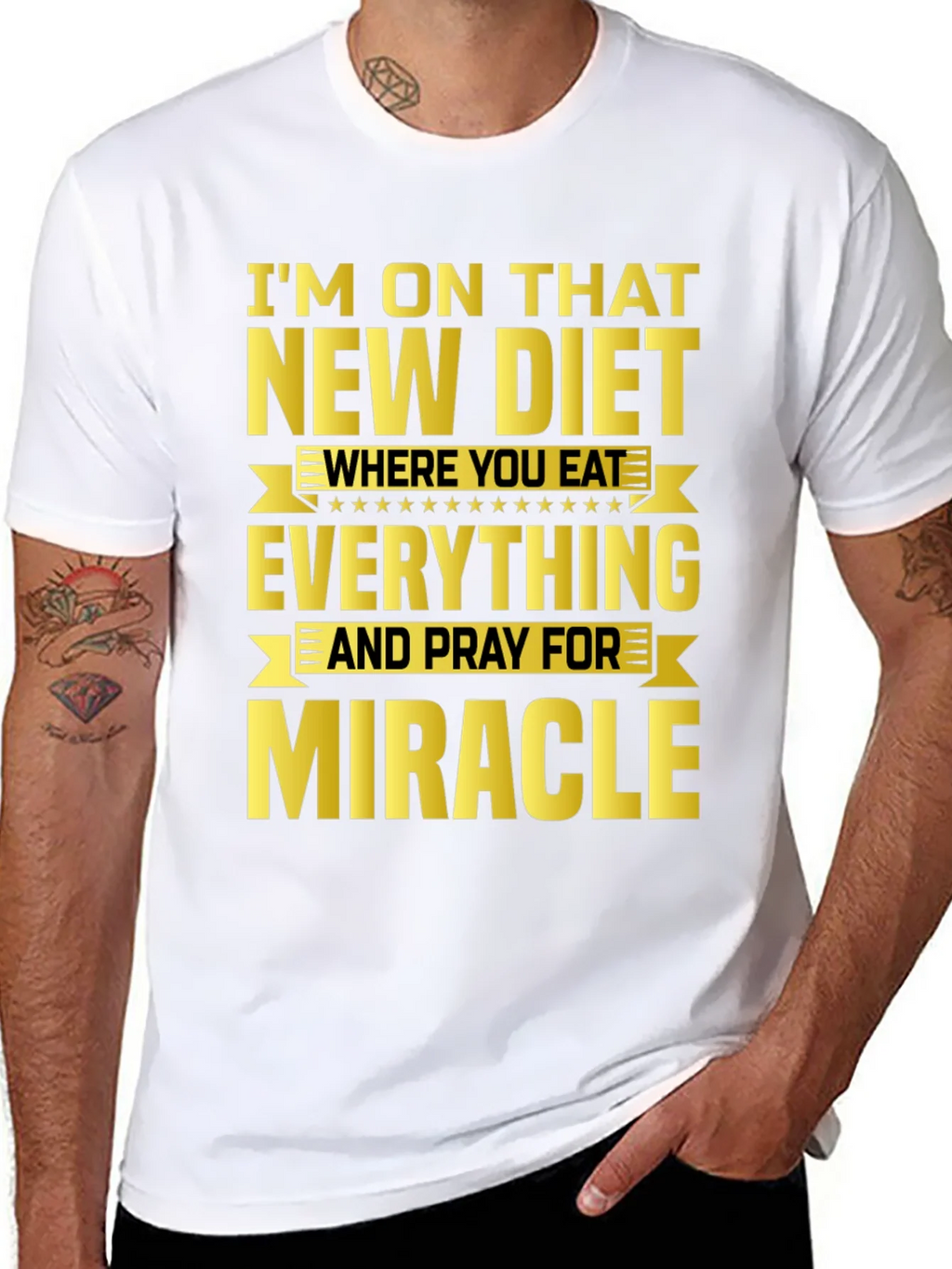Funny Diet T-Shirt - Eat Everything & Pray for Miracle product image 7