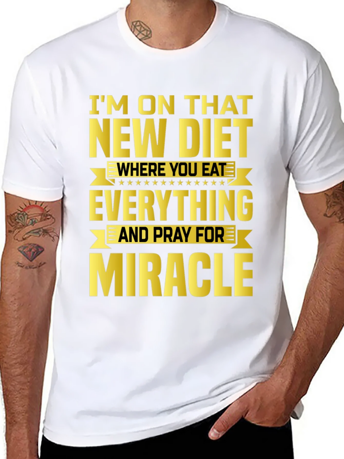 Funny Diet T-Shirt - Eat Everything & Pray for Miracle product image 7