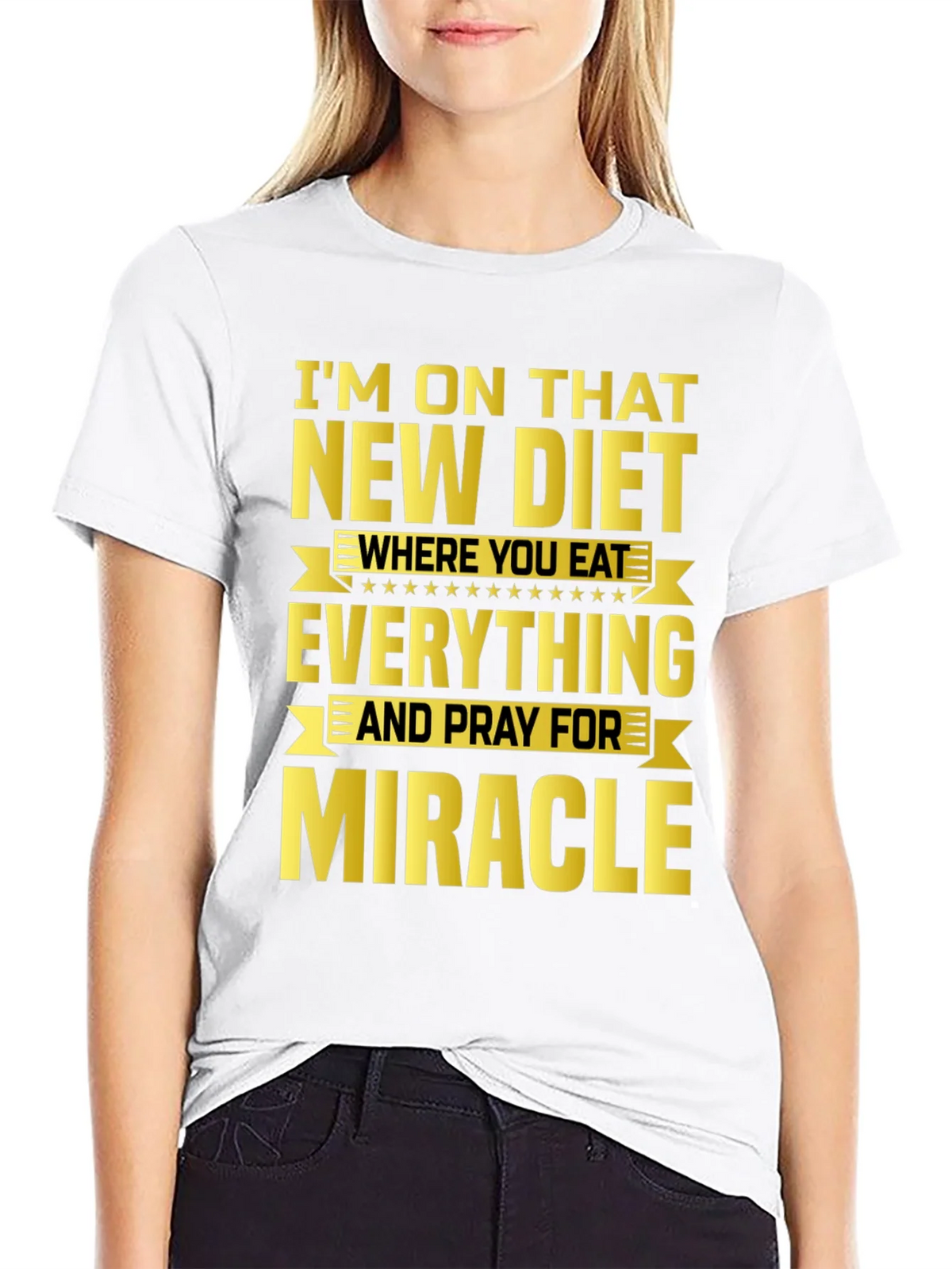 Funny Diet T-Shirt - Eat Everything & Pray for Miracle product image 8
