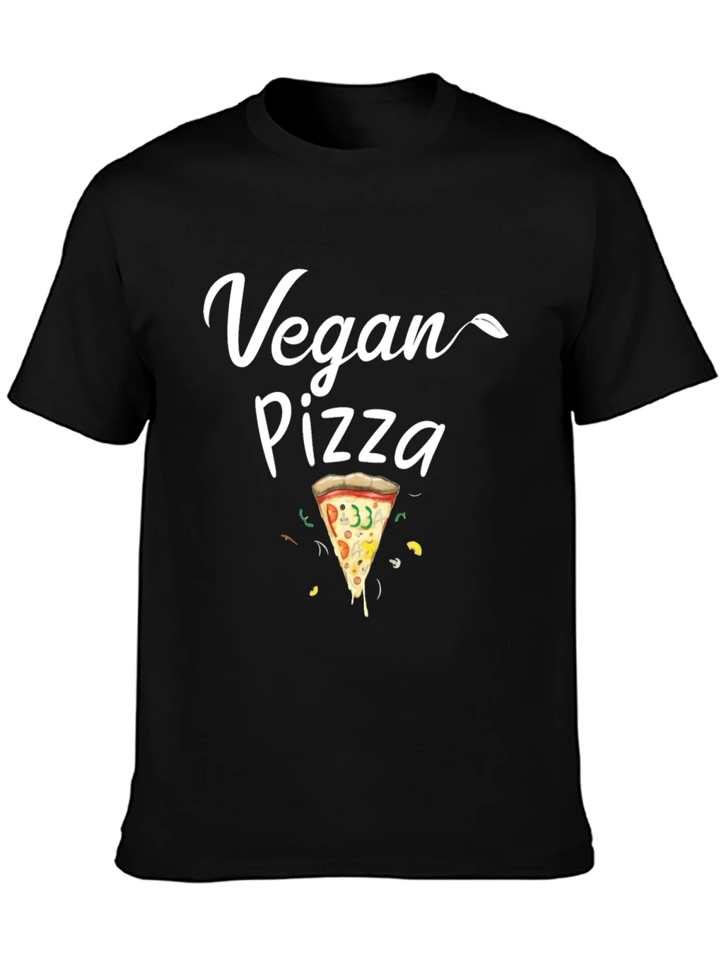 Vegan Pizza T-Shirt - Casual Black Tee product image 3