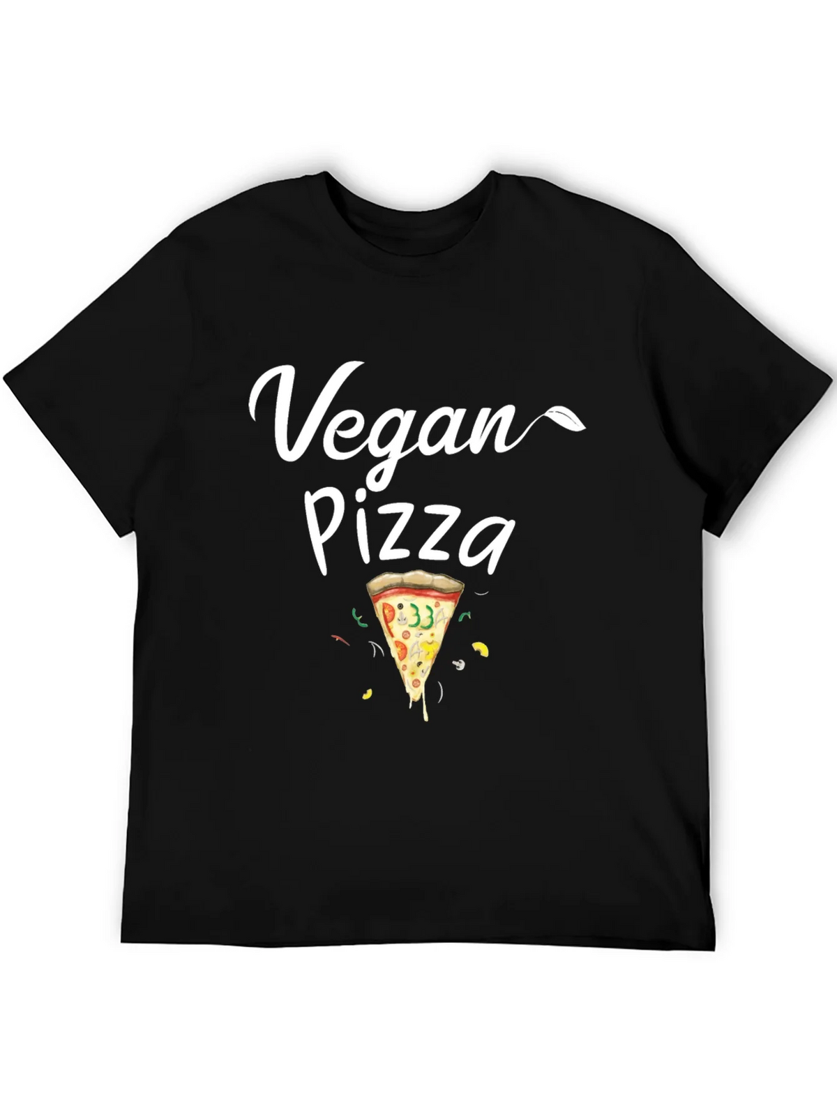 Vegan Pizza T-Shirt - Casual Black Tee product image 5