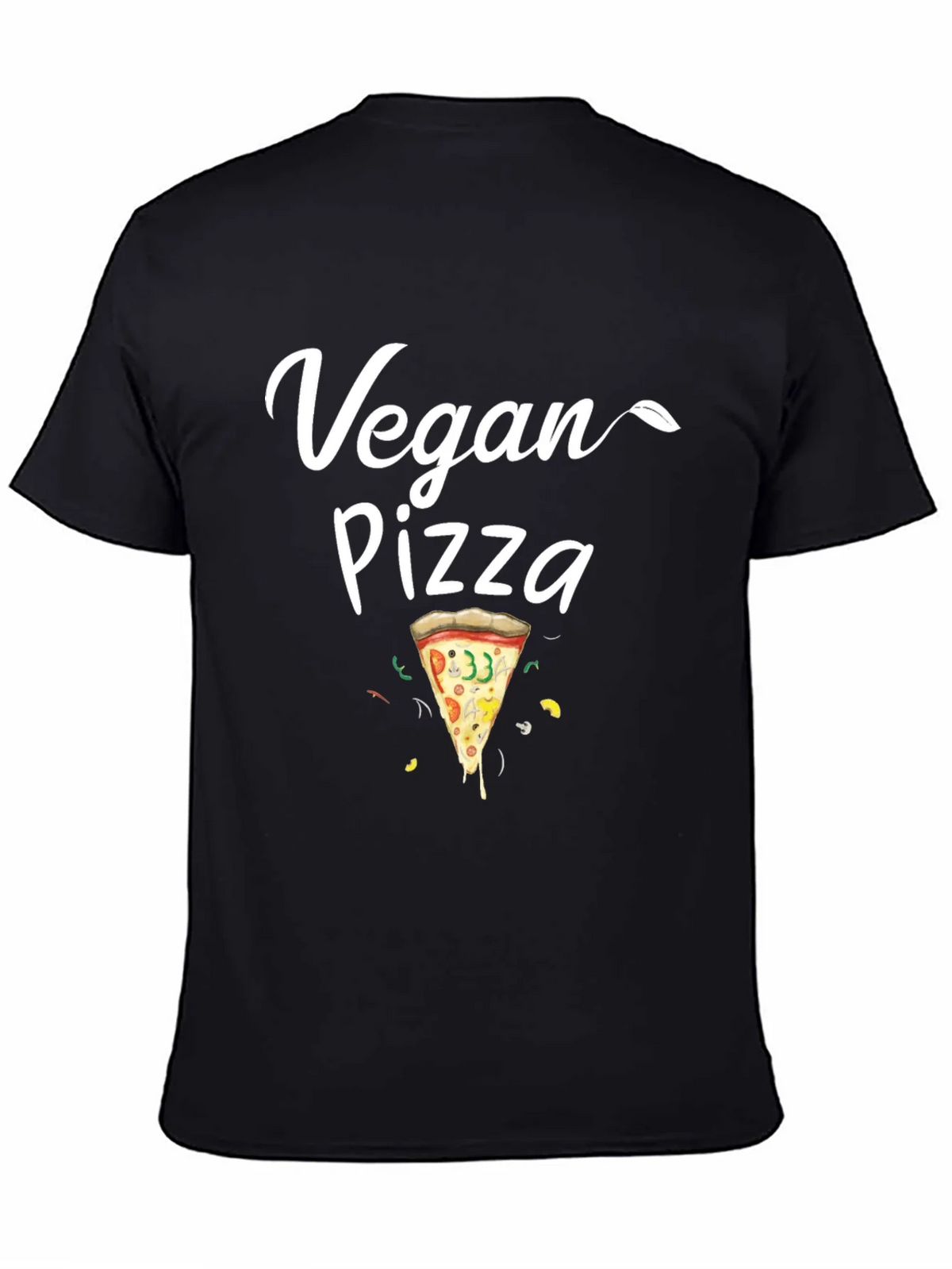 Vegan Pizza T-Shirt - Casual Black Tee product image 4