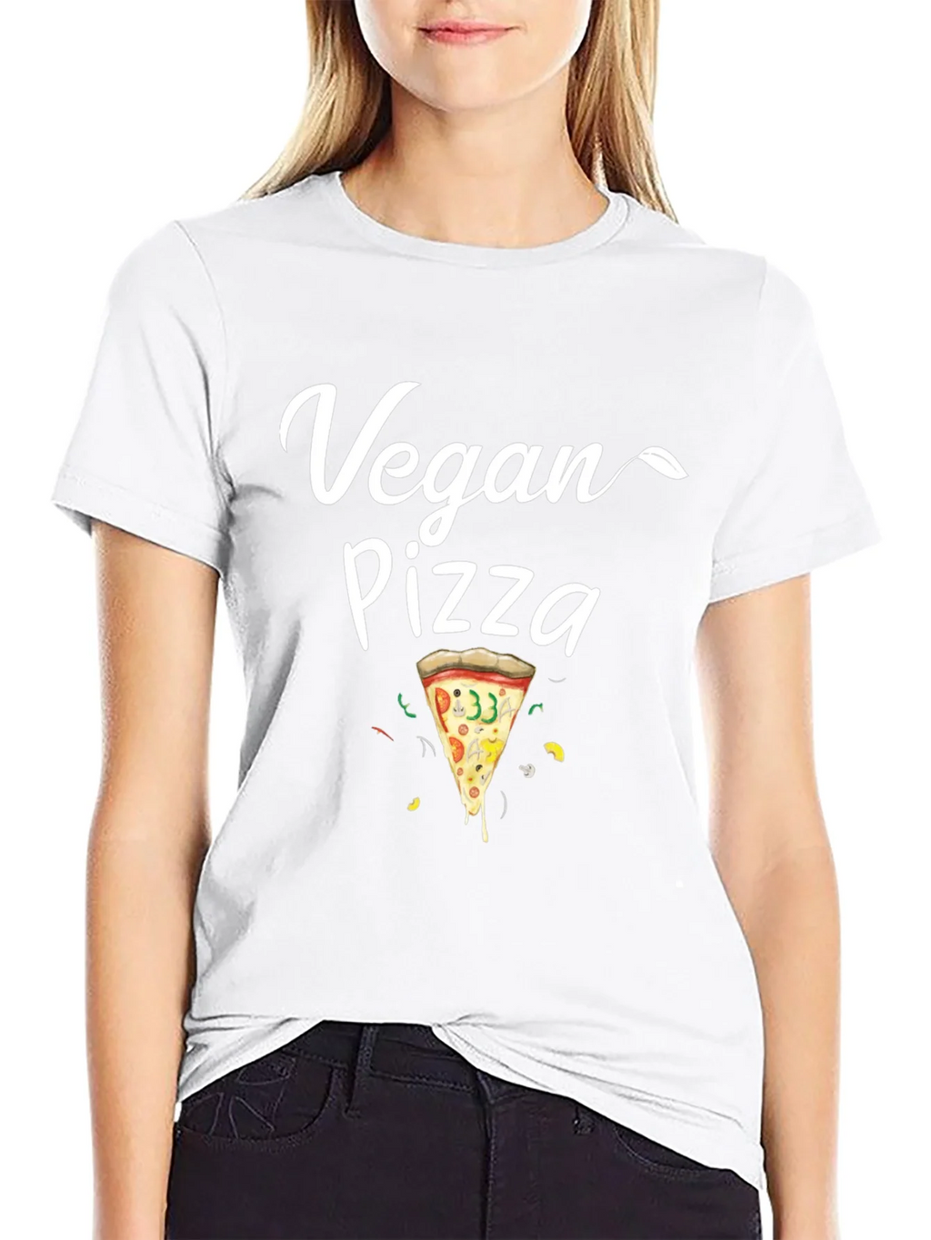 Vegan Pizza T-Shirt - Casual Black Tee product image 8