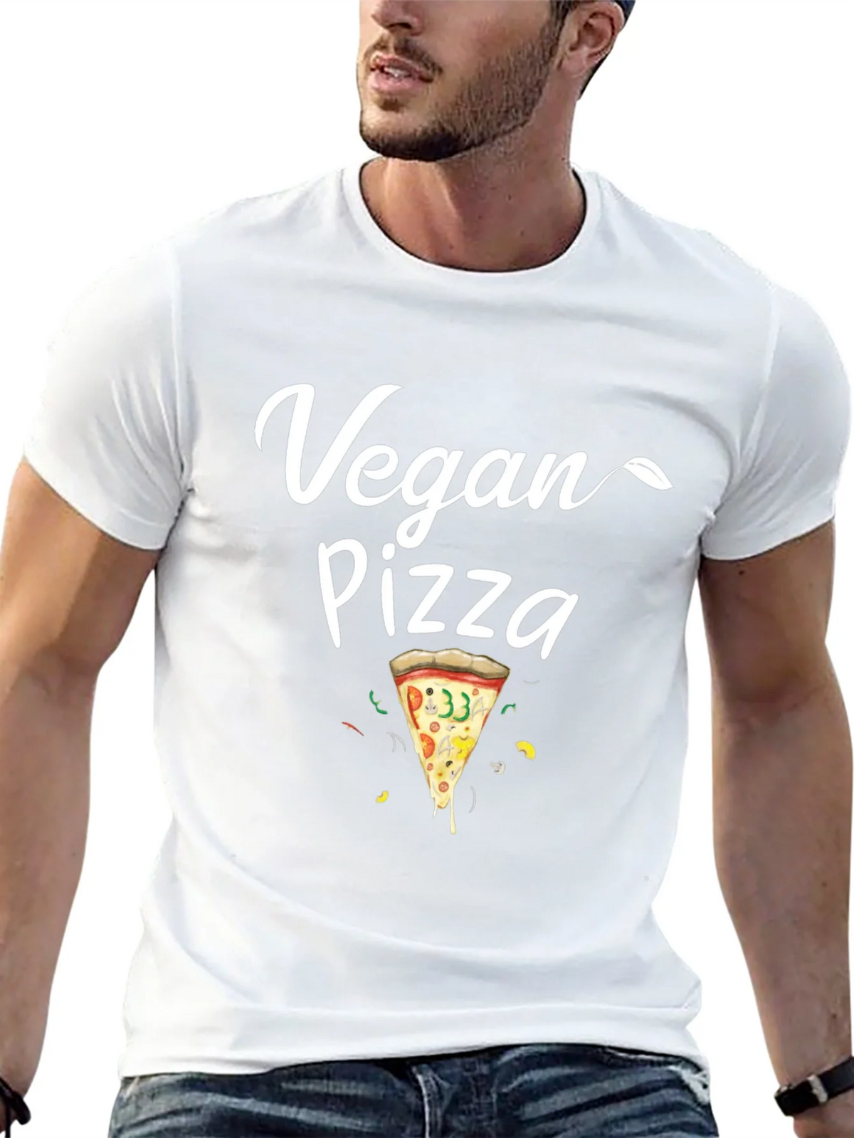 Vegan Pizza T-Shirt - Casual Black Tee product image 12