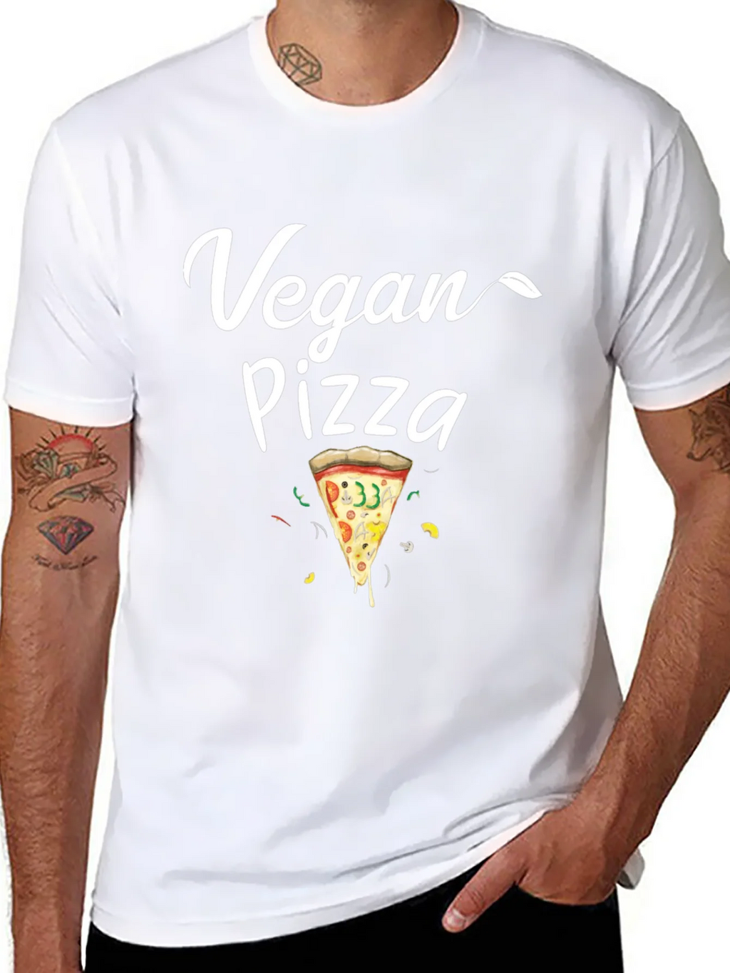 Vegan Pizza T-Shirt - Casual Black Tee product image 7