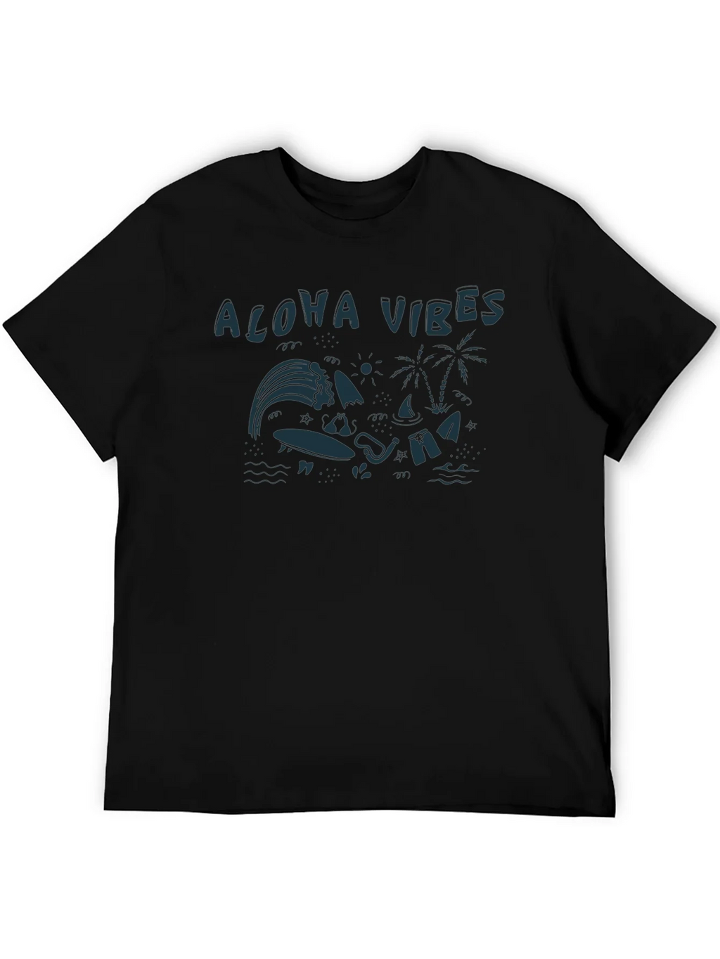 Aloha Vibes Graphic Tee - Black Cotton T-Shirt product image 4