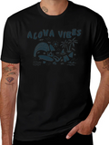 Aloha Vibes Graphic Tee - Black Cotton T-Shirt product image 1