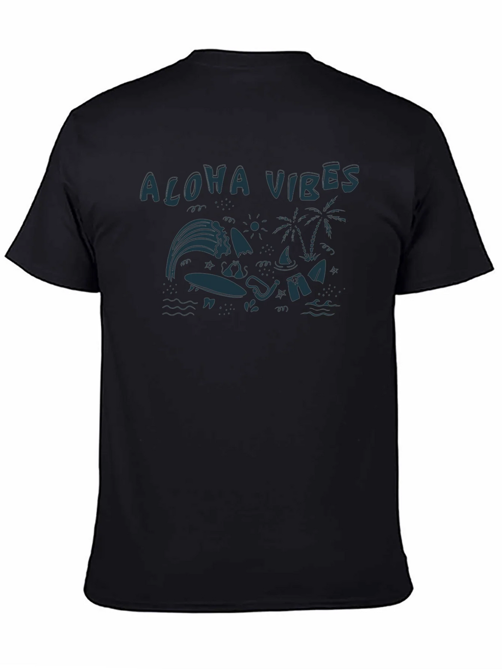 Aloha Vibes Graphic Tee - Black Cotton T-Shirt product image 3