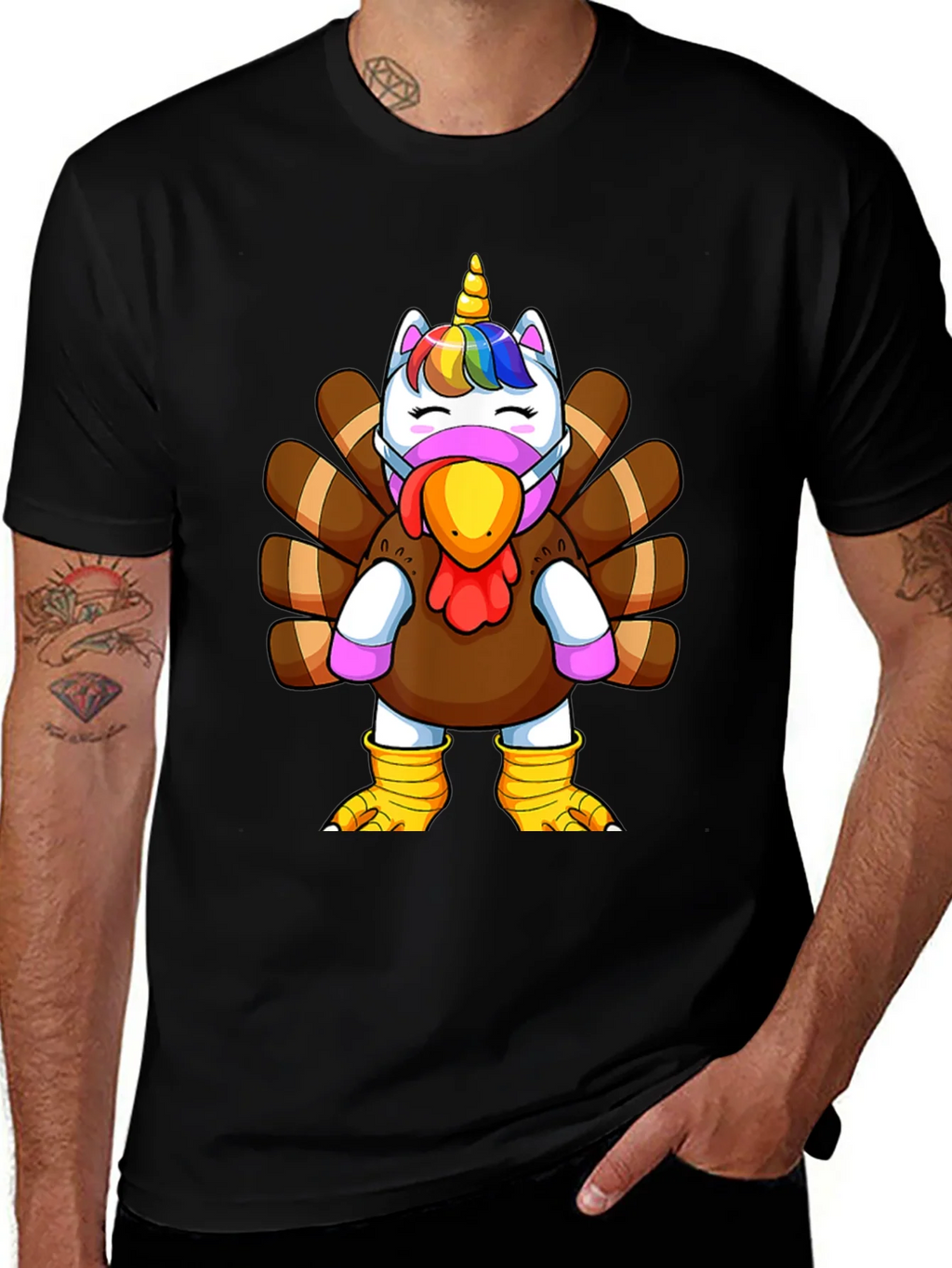 Unicorn Turkey Thanksgiving T-Shirt product image 1