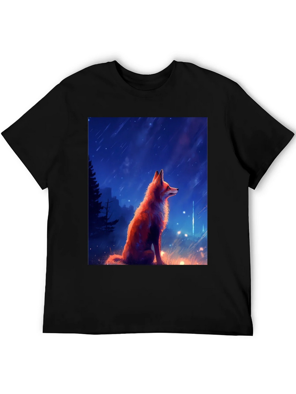Fox in Starlight Black T-Shirt - Artistic Design product image 5