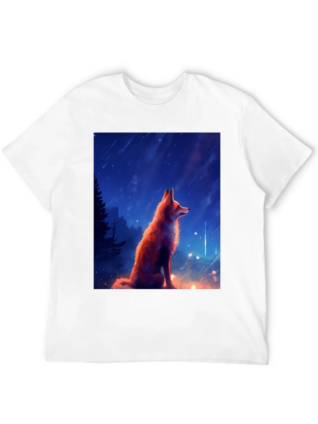 Fox in Starlight Black T-Shirt - Artistic Design product image 11