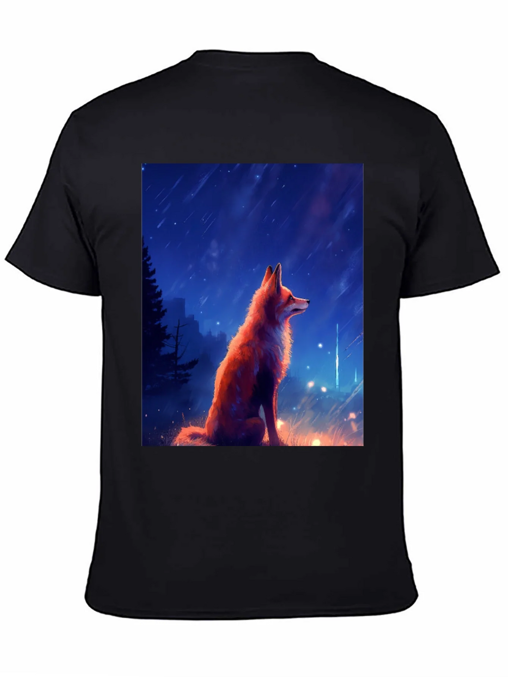 Fox in Starlight Black T-Shirt - Artistic Design product image 4