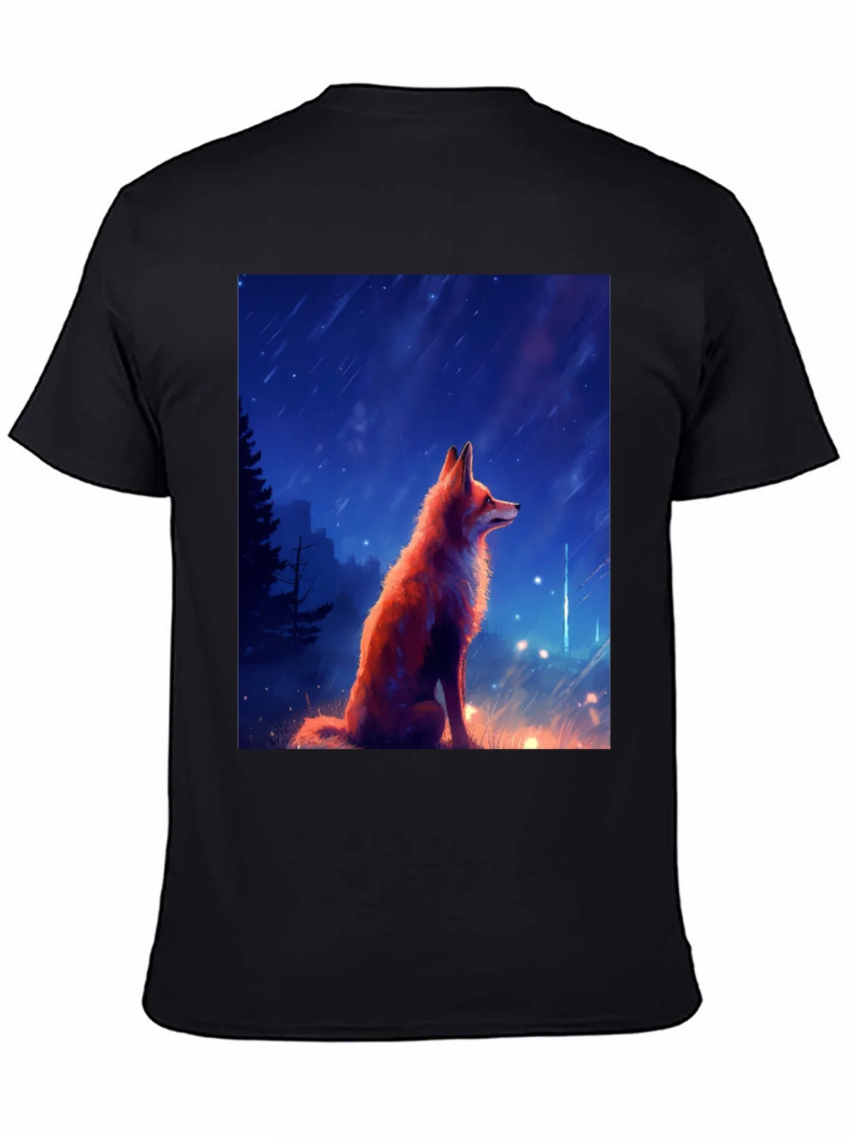 Fox in Starlight Black T-Shirt - Artistic Design product image 4