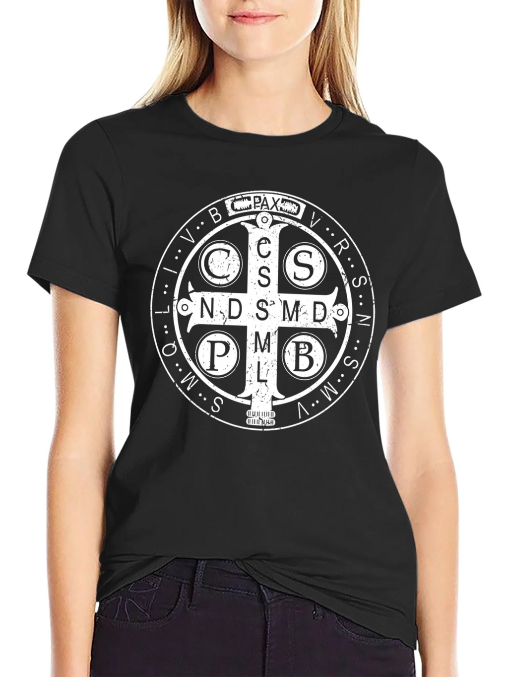 St. Benedict Medal Graphic Tee - Classic Religious Design product image 2