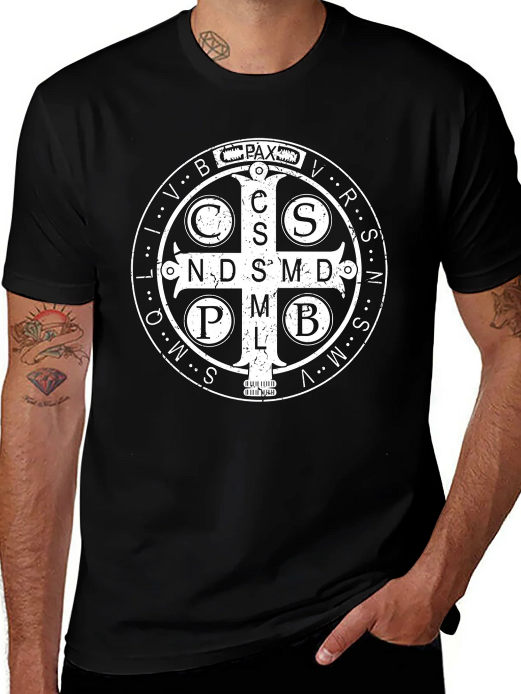 St. Benedict Medal Graphic Tee - Classic Religious Design product image 1
